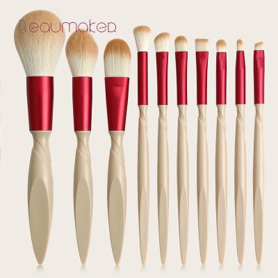 China Angular Blush Beaumaker 2021 Ten Eye Makeup Brush Set Hot Selling Private Label With Wing Fly Handle Eyelash Brush Brow Brushes for sale