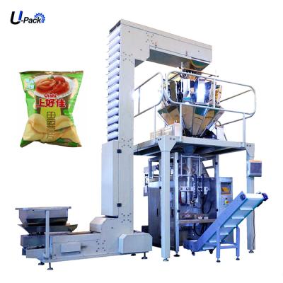 China Food Nitrogen Potato Chips Packing Machine Automatic Weighing Filling Frozen French Fries Weighing Nitrogen Bag Packing Machine for sale