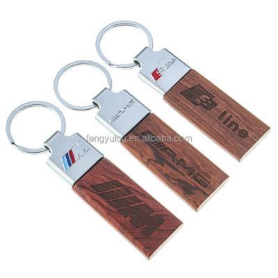 China Wholesale Fashion White Engraving Wooden Key Chain Customize Logo Custom Metal Key Chain for sale