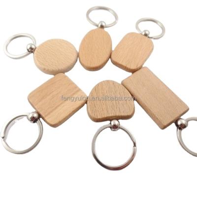 China Mordern Factory Wholesale Sublimation Rectangle Square Round Blank Wooden Key Chain for sale