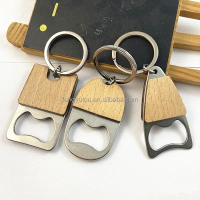 China Sustainable Newcomer Customize Engraved Logo Blank Key Chain Bottle Opener Wooden Wood for sale