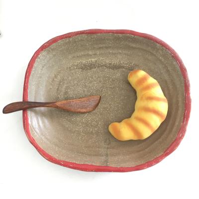 China Retro Fruit Shape Oval Ceramic Dish Sustainable Snack Dish Restaurant Custom Porcelain Dish With Logo for sale