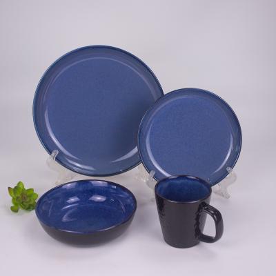 China Viable Exquisite Cheap Reactive Luster Ceramic Cup Hotel Dishes 4pcs Tableware Set With Logo for sale