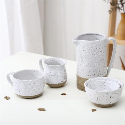 China Sustainable wholesale custom cheap white ceramic novel two tone teaware cafe hotel tea sets with logo for sale