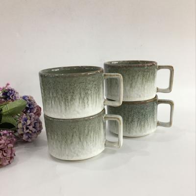 China Viable Wholesale Bulk Reactive Coffee Latte Tea Luster Fancy Breakfast Restaurant Ceramic Porcelain Mug Set of 4 for sale