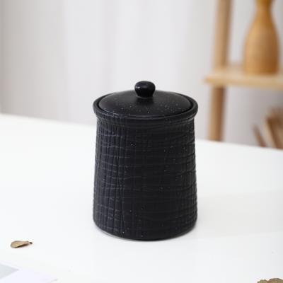 China High Quality Advanced Sustainable Design Black Wholesale Ceramic Cookie Storage Jar With Lids for sale