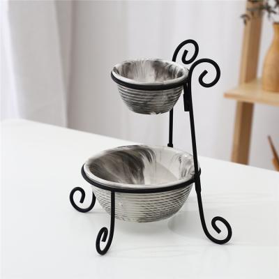 China Viable Wholesale Cheap Wedding Restaurant Ceramic Serving Bowl Tier 2 Tier Ceramic Serving Bowl Set For Snack for sale