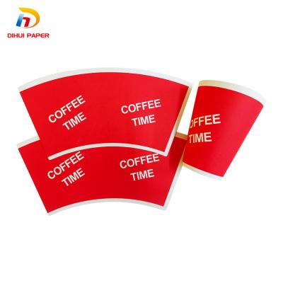 China Wholesale designs printer offset printing disposable 7oz side pe coated double wall white formed empty paper cup fan shape for paper cup for sale