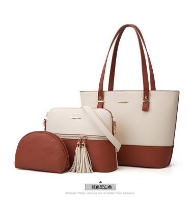 China Quality Assurance Stylish Leather Women 3 in 1 Messenger Bags Ladies Tote Casual Handbag Set for sale