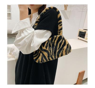 China New Women's Elegant Zebra Patterns For Autumn Winter Multicolor Fur Handbag Shoulder Bag Armpits for sale