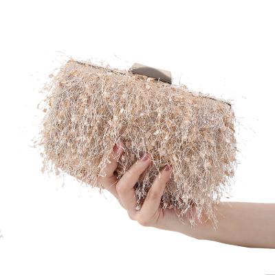 China Polyester Backing Custom Patterns Elegant Silver Clutch Bag Women Grab Bags Evening for sale