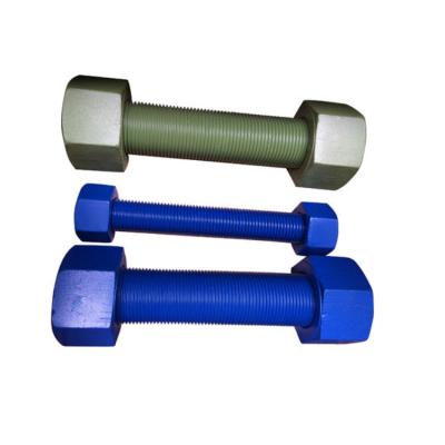 China Stainless Steel 7/8 Inch Coated Studs ASTM A193 B7 Blue / PTFE Coated Hex Nut Bolts for sale