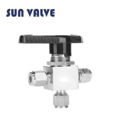 China Stainless Steel 1/2 OD 3000psi 3way General High Pressure Instrument NPT BSP Thread Ball Valve for sale