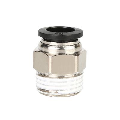 China Nickel Plated Brass + PTFE Pneumatic Nickel Plated Brass BSP X 12mm OD Male Flattening Connector Fitting 1/2