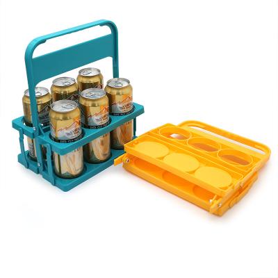 China Viable Beer Storage Bottle Carrier With Handle Reusable Plastic Foldable Drinks Carrier Portable Beer Basket for sale