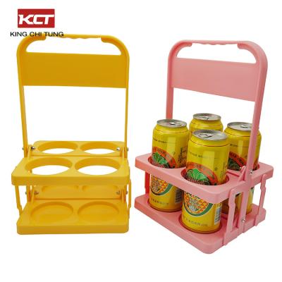 China Sustainable Wine Carriers 4 Rack Plastic Bottles Beverage Juice Soda Beverage Bar Customize Collapsible Beer Bottle Carrier for sale