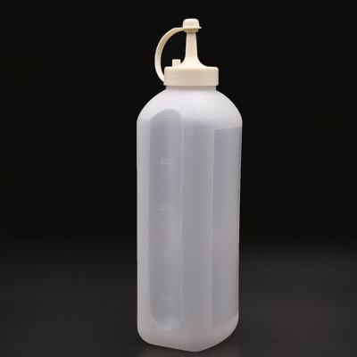 China Plastic Sauce Squeeze Bottle Food Grade Sauce Bottle Long Tip Ketchup Squeeze Bottle Slim Viable Salad Sauce for sale