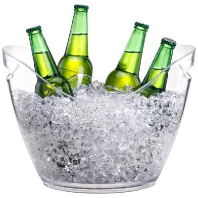 China Plastic Oval Wine Storage Tub Beer Bottle Beverage Cooler Parts Viable Ice Bucket Party Beverage Fridge Bin Baskets Clear for sale