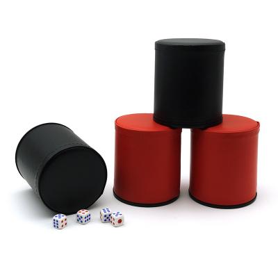 China Custom Wholesale Disposable PU Leather Roll Dice Stacking Cups Set KTV Entertainment Dice Cup Club Party Office Game Accessories for sale