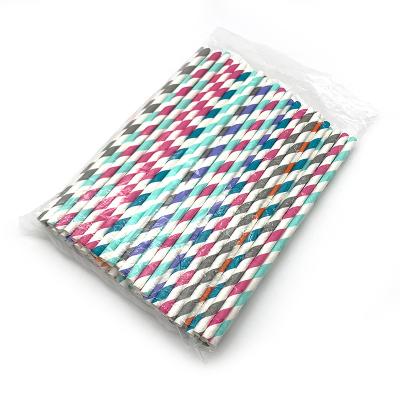 China Drinking Tool Milk Tea Juice Drinking Straws Striped Pattern Colorful Striped Paper Disposable Colorful Striped Pattern Popular Food Grade for sale