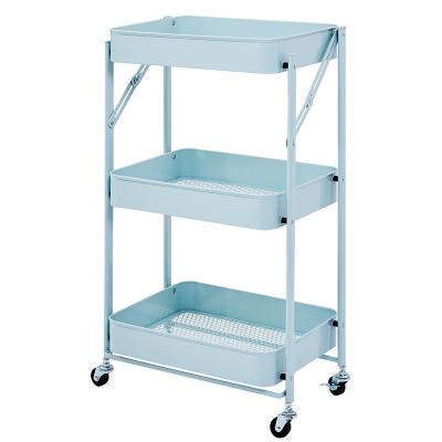 China Sustainable Toy Storage Shelf Cart Book Shower Bath Shelves Toys 3 Tier Cart Athroom Bin Child Folding Diaper Bathroom For Foldable Rack for sale