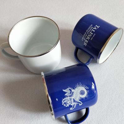 China Viable Hot Selling Enamel Mug Vintage Tin Mugs Wholesale Metal Enamel Custom Mug for sale