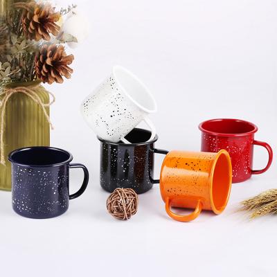 China Sustainable Promotion Custom Printing Enamel Mug Coffee Tea Mug Camping Mug With Handle for sale