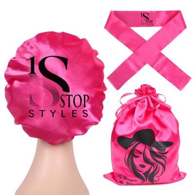 China Best Selling Eco-Friendly Low Moq Spot Bonnet Customized Logo Silk Hair Bonnets for sale