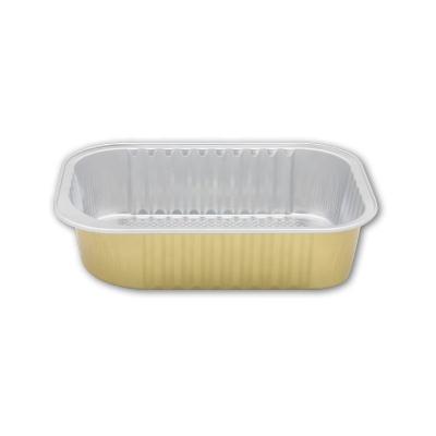 China Disposable Food Grade 450ml Food Grade Packing Takeaway Food Container Microwave Aluminum Foil Safe Lunch Box With Lid for sale