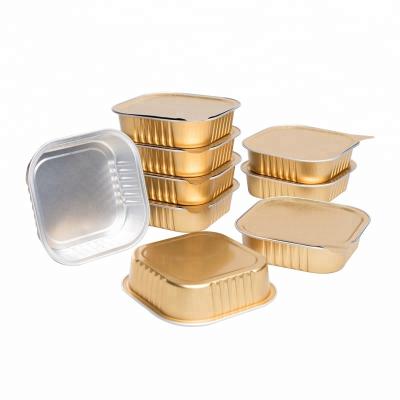 China ST-220 Food Packaging Square Alu Foil Containers And Lid For PED Food for sale