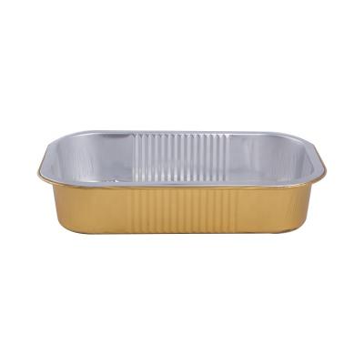 China Food Grade 1050ml Aluminum Foil Containers Disposable Takeout Pans Tray Aluminum Dishes With Lids for sale