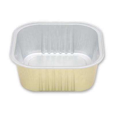 China 300ml Food Grade Disposable Aluminum Square Cake Pan Food Cheesecake Microwavable Containers No Lid for sale