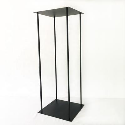 China Simple square shape black flower stand for wedding decoration for sale