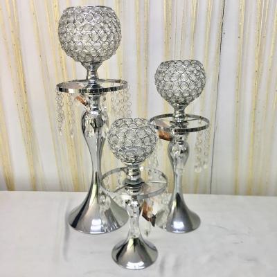 China Hot Sale Romantic Wedding Decoration Silver Votive Crystal Candle Holders For Wedding And Party for sale