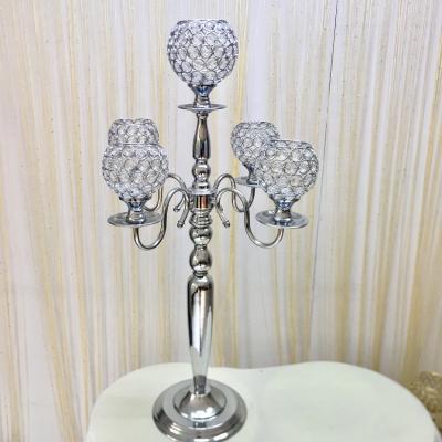 China Eco - Friendly 5 A.M. Silver Crystal Candelabra For Wedding Decoration for sale