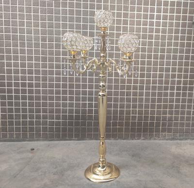 China New Design Festival Gold 5 A.M. Crystal Candelabras For Wedding Decoration for sale