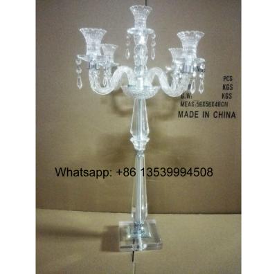 China Europe Tall 5AM Crystal Glass Candelabra For Wedding Decoration for sale