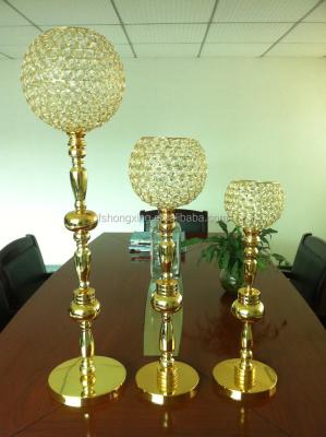 China Hot weddings! Gold globe crystal candelabra, wedding crystal ball pillar candelabra/table tall crystal camdelabra for sale