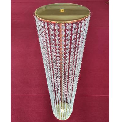 China Event Party Supplies Hot Sale Grand Gold Crystal Pillar For Wedding Decoration for sale