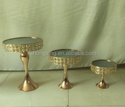 China Wedding Decoration Hot Sale Gold Crystal Cake Stand Set of 3 for sale