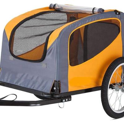 China Foldable Cat Bicycle Trailer 2 Seat Dog Sustainable Baby Trailer Folding Trailer For Pet Yellow for sale