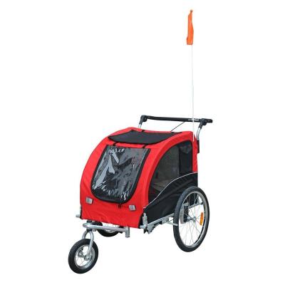 China Sustainable Dog Stroller For Pet Large Jogger Stroller For 2 Dogs Breathable Animal Stroller With 4 Wheel And Storage Space Pet Red for sale