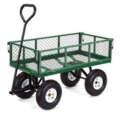 China Tools Garden Mesh Metal Garden Cart With Removable Sides 320kgs Capacity For Garden Work for sale