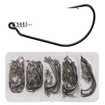 China FH-6 Fishing Hook General Crank Lock Pin Set 50 Pieces Single Hook Soft Larva Soft Bait Fishhook for sale