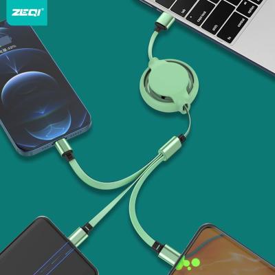 China ZEQI Original Adjustable USB Cable 1.2M 5A Custom Logo Fast Micro Usb C To Light Up Cable 3 In 1 Usb Cable for sale