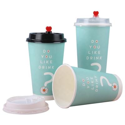 China 16oz Hot Paper Cup with Plastic Lid Disposable Paper Coffee Cup manufacturer and supplier for sale