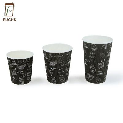 China 4oz 8oz 12oz 16oz 20oz Disposable Corrugated Packaging Cup Ripple Wall Paper Cup Te koop