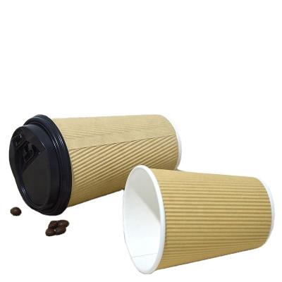 China Fuchs S20 Flexo Printing Ripple Wall Paper Cups Disposable Beverage Packaging With Matching Lids for sale