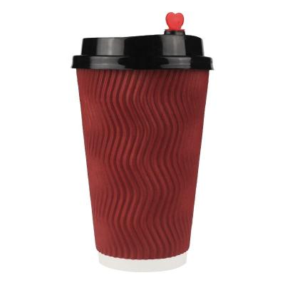 Cina 4oz 8oz 12oz 16oz Custom Printed Ripple Wall Paper Cup Compostable Tea Paper Cup in vendita