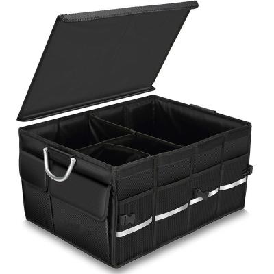 China Eco-Friendly Trunk Organizer For Large Car Cargo Storage Organizers For SUV Groceries With Lid, Collapsible Trunk Container With Lid for sale